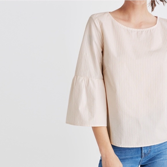 Madewell Tops - MADEWELL Striped Bell-Sleeve Poplin Top
